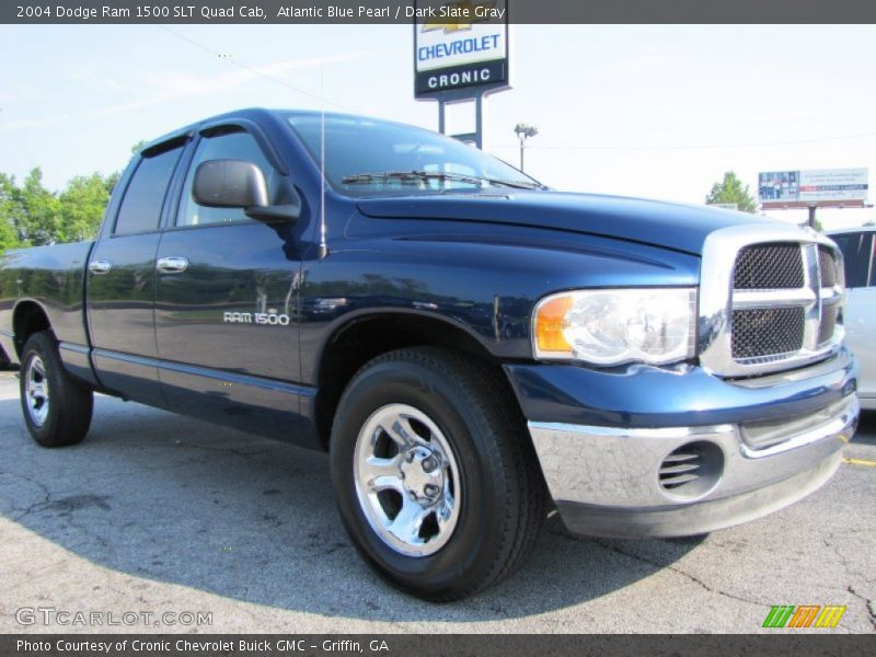 Atlantic Blue Pearl / Dark Slate Gray 2004 Dodge Ram 1500 SLT Quad Cab