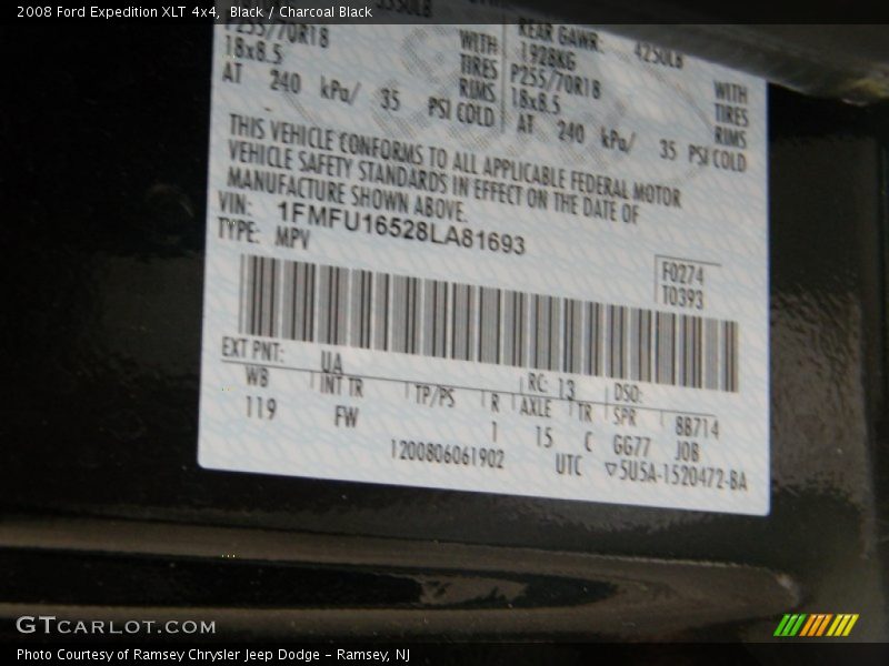 Black / Charcoal Black 2008 Ford Expedition XLT 4x4