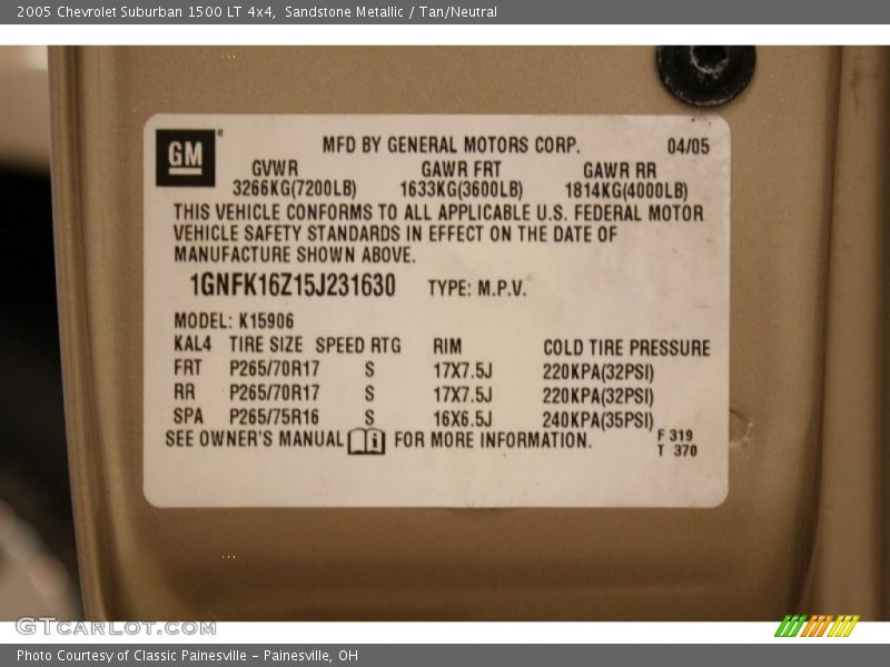 Sandstone Metallic / Tan/Neutral 2005 Chevrolet Suburban 1500 LT 4x4
