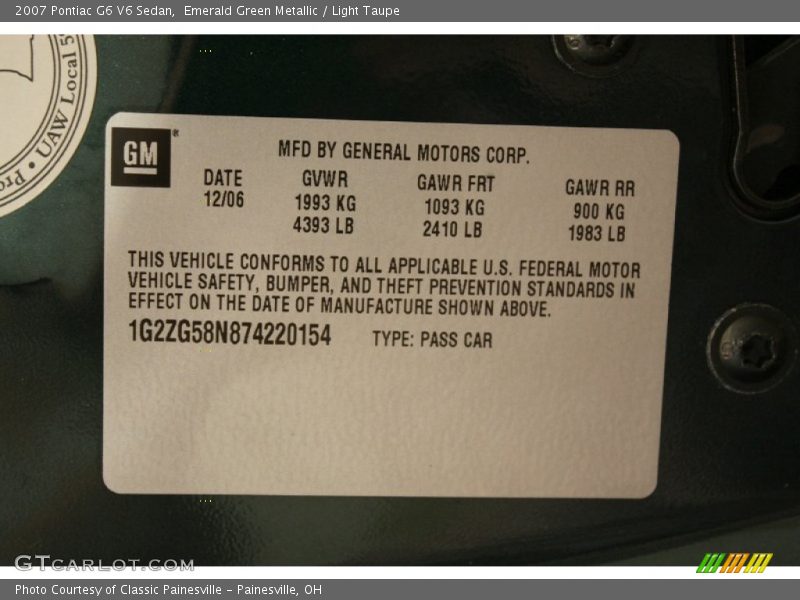 Emerald Green Metallic / Light Taupe 2007 Pontiac G6 V6 Sedan