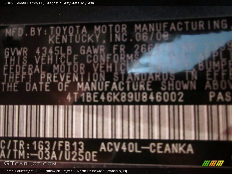 Magnetic Gray Metallic / Ash 2009 Toyota Camry LE