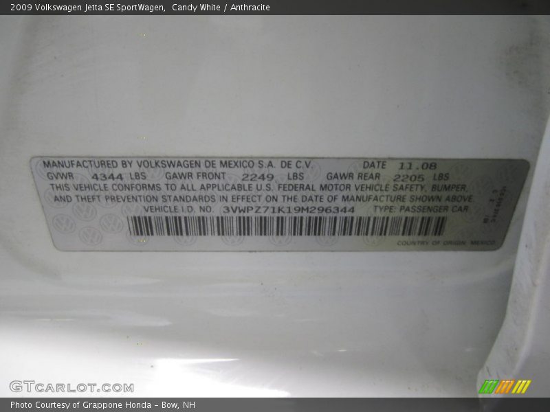 Candy White / Anthracite 2009 Volkswagen Jetta SE SportWagen