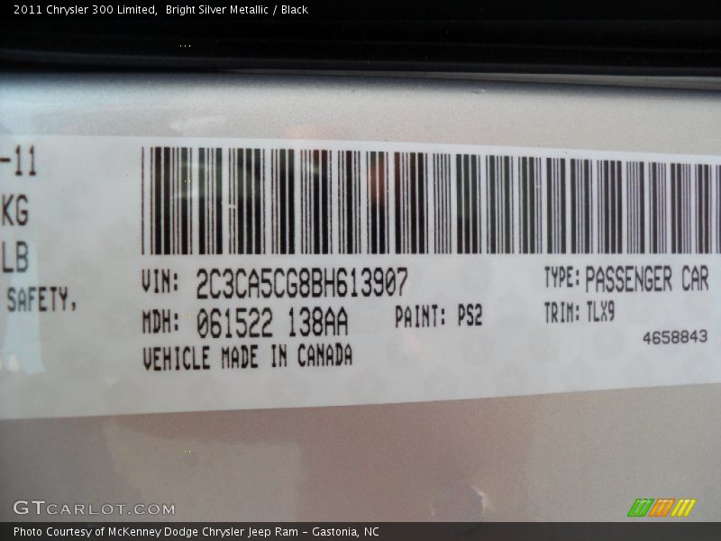 2011 300 Limited Bright Silver Metallic Color Code PS2