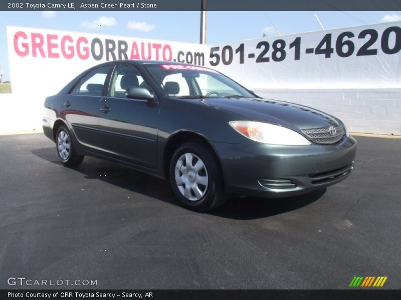 Aspen Green Pearl / Stone 2002 Toyota Camry LE