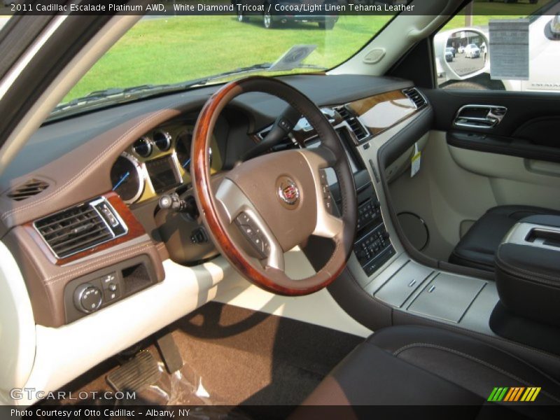 White Diamond Tricoat / Cocoa/Light Linen Tehama Leather 2011 Cadillac Escalade Platinum AWD