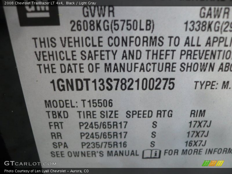 Black / Light Gray 2008 Chevrolet TrailBlazer LT 4x4