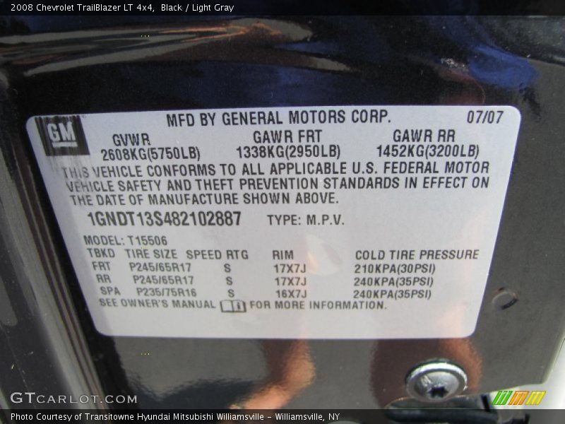 Black / Light Gray 2008 Chevrolet TrailBlazer LT 4x4