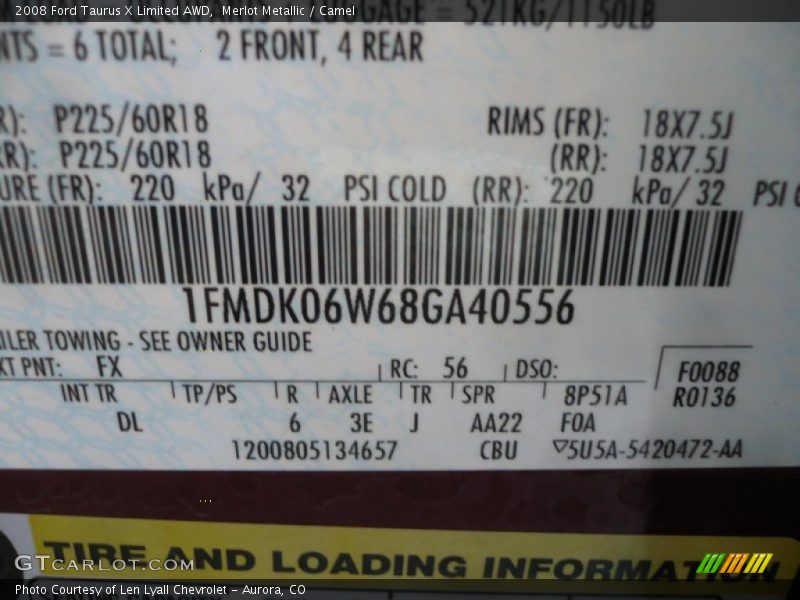 Merlot Metallic / Camel 2008 Ford Taurus X Limited AWD
