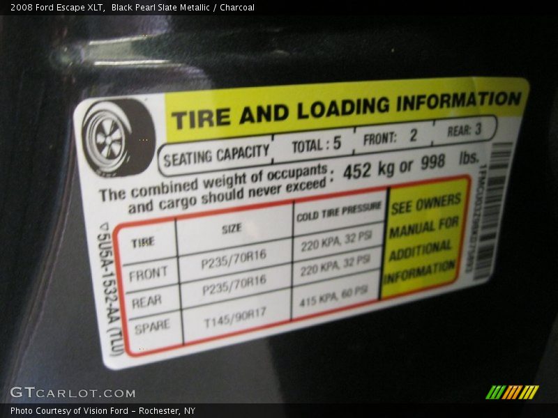 Black Pearl Slate Metallic / Charcoal 2008 Ford Escape XLT