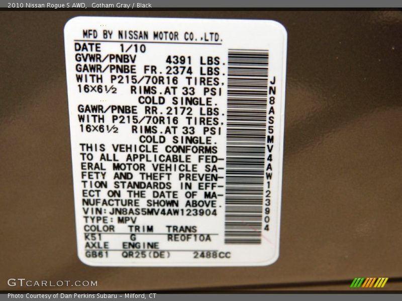 Gotham Gray / Black 2010 Nissan Rogue S AWD