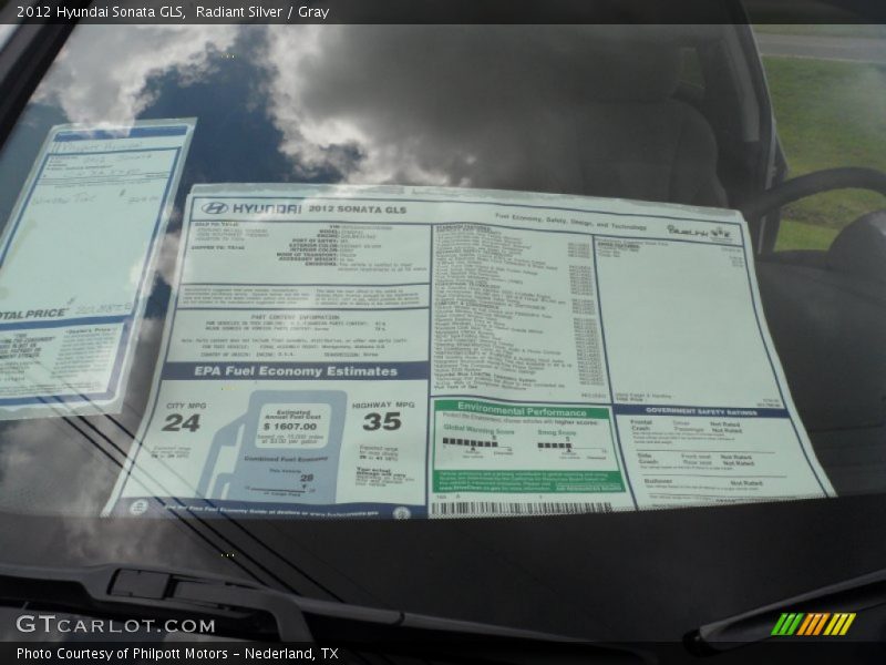  2012 Sonata GLS Window Sticker