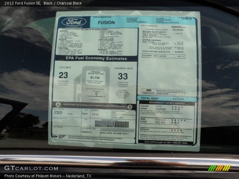 Black / Charcoal Black 2012 Ford Fusion SE