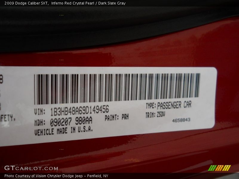 Inferno Red Crystal Pearl / Dark Slate Gray 2009 Dodge Caliber SXT