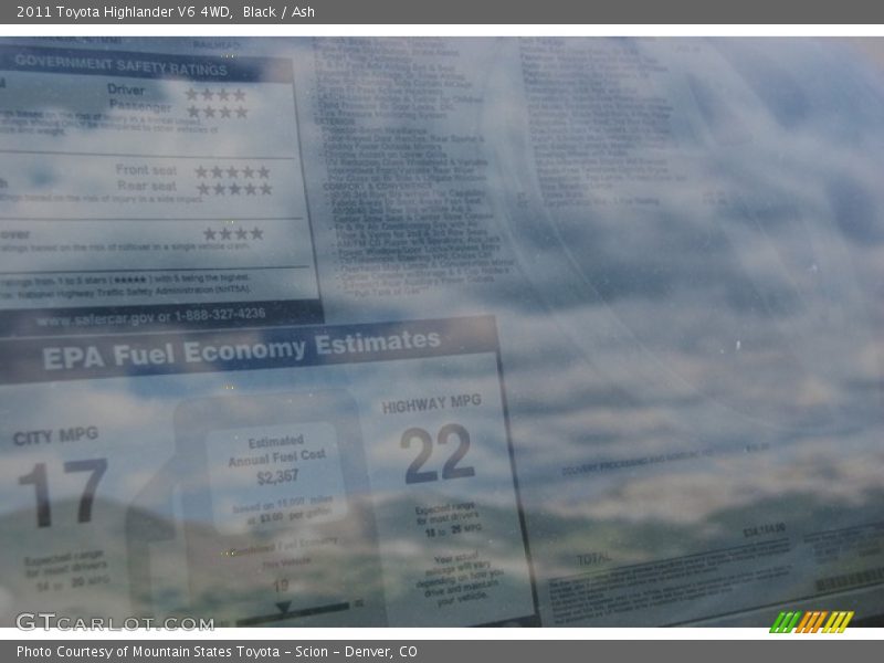 Black / Ash 2011 Toyota Highlander V6 4WD