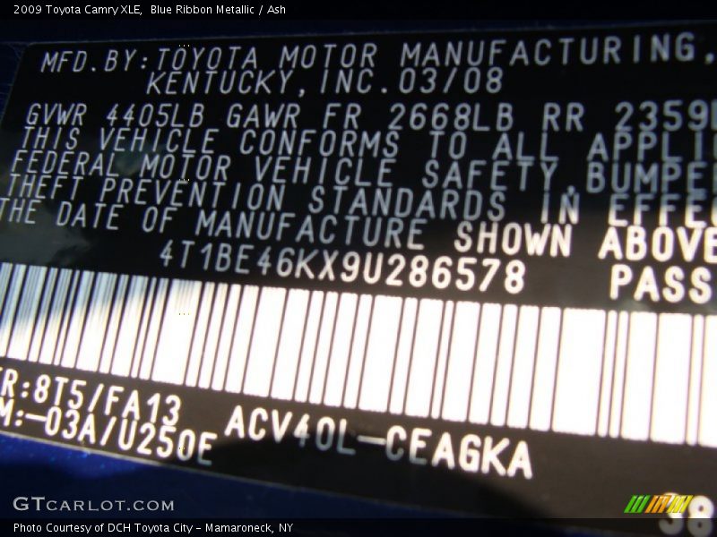 Blue Ribbon Metallic / Ash 2009 Toyota Camry XLE