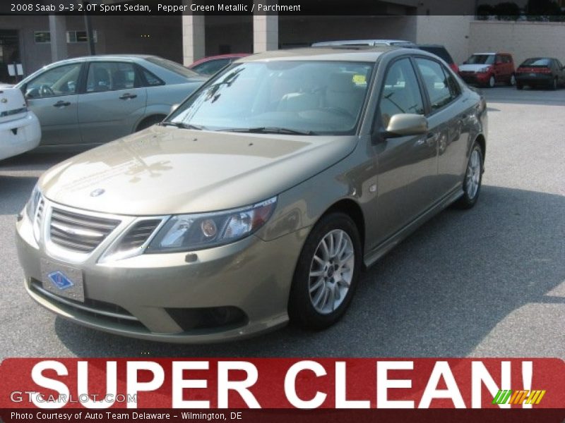 Pepper Green Metallic / Parchment 2008 Saab 9-3 2.0T Sport Sedan