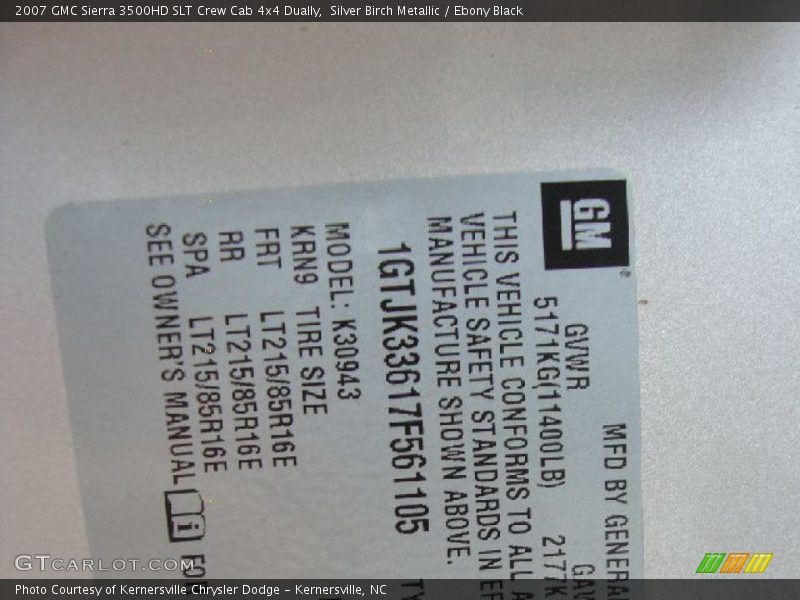 Silver Birch Metallic / Ebony Black 2007 GMC Sierra 3500HD SLT Crew Cab 4x4 Dually