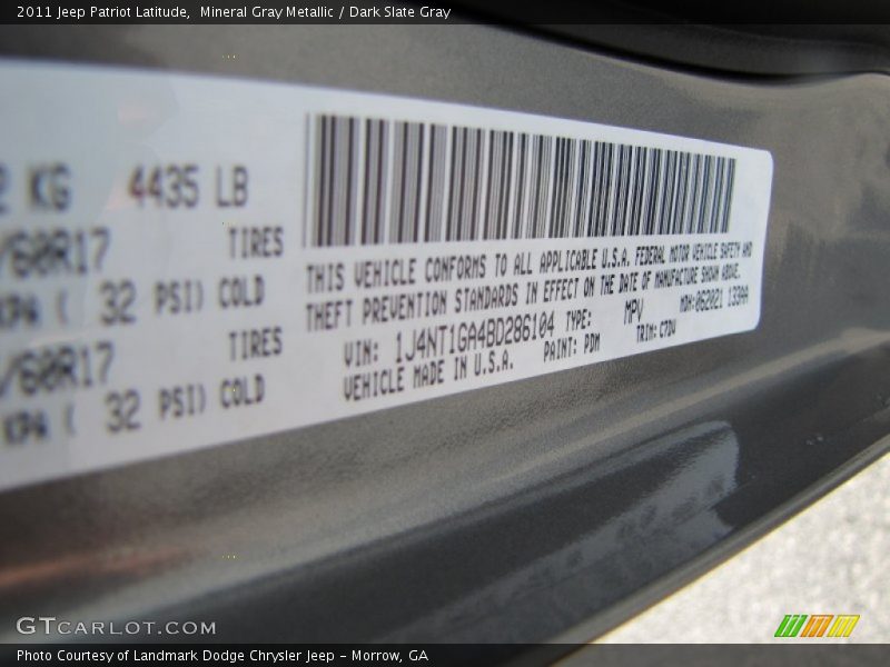 Mineral Gray Metallic / Dark Slate Gray 2011 Jeep Patriot Latitude