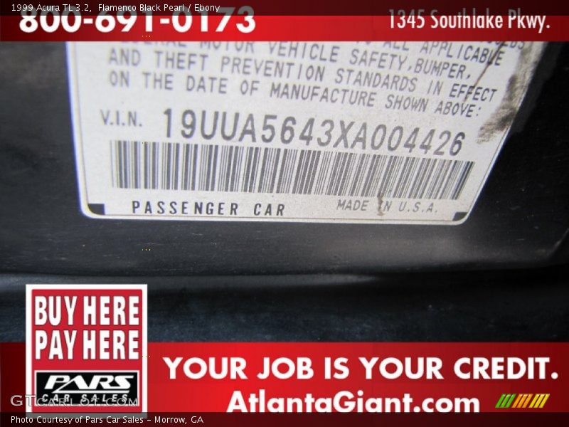 Flamenco Black Pearl / Ebony 1999 Acura TL 3.2