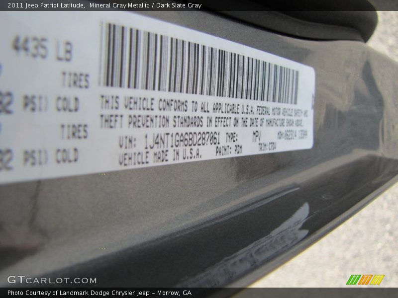 Mineral Gray Metallic / Dark Slate Gray 2011 Jeep Patriot Latitude