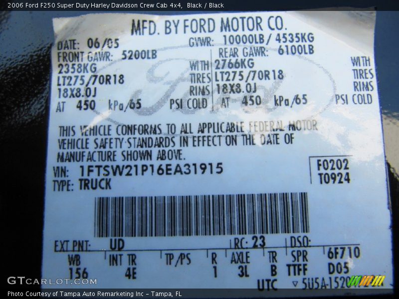 Black / Black 2006 Ford F250 Super Duty Harley Davidson Crew Cab 4x4