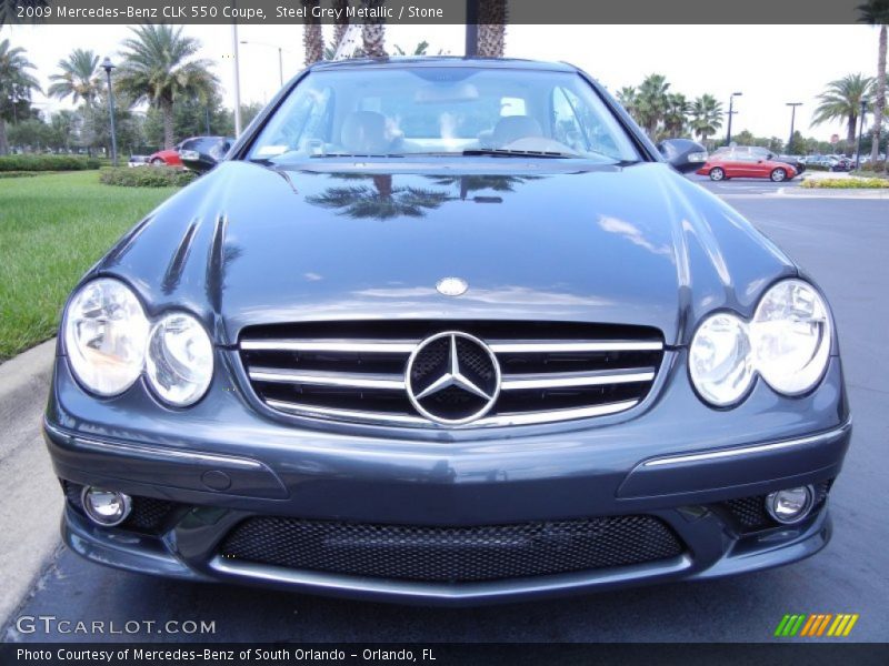 Steel Grey Metallic / Stone 2009 Mercedes-Benz CLK 550 Coupe
