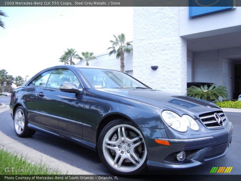 Steel Grey Metallic / Stone 2009 Mercedes-Benz CLK 550 Coupe