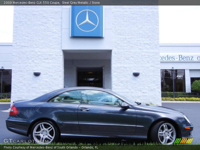 Steel Grey Metallic / Stone 2009 Mercedes-Benz CLK 550 Coupe