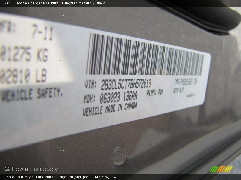 Tungsten Metallic / Black 2011 Dodge Charger R/T Plus