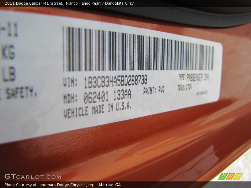 Mango Tango Pearl / Dark Slate Gray 2011 Dodge Caliber Mainstreet