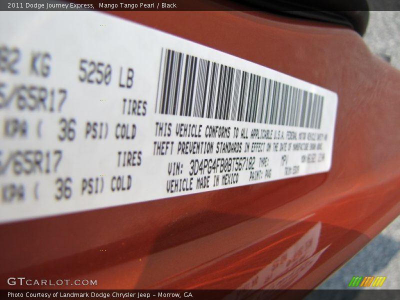 Mango Tango Pearl / Black 2011 Dodge Journey Express