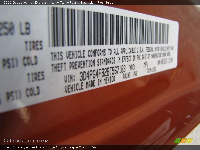 Mango Tango Pearl / Black/Light Frost Beige 2011 Dodge Journey Express