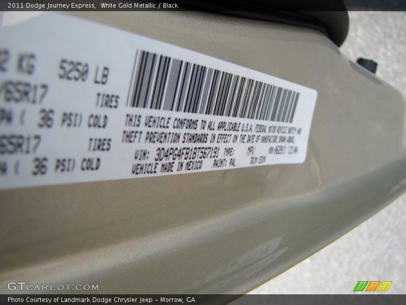 White Gold Metallic / Black 2011 Dodge Journey Express