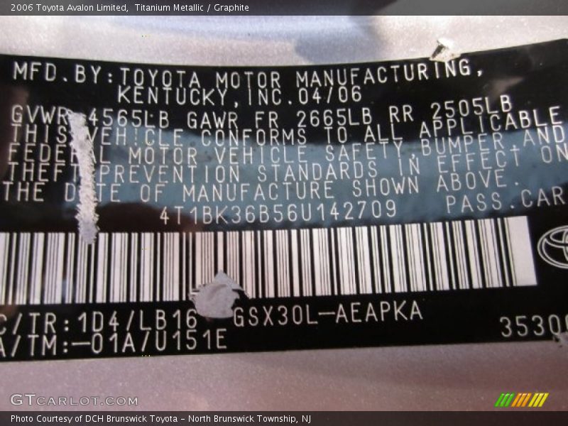 Titanium Metallic / Graphite 2006 Toyota Avalon Limited