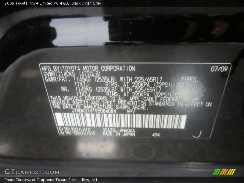 Black / Ash Gray 2009 Toyota RAV4 Limited V6 4WD