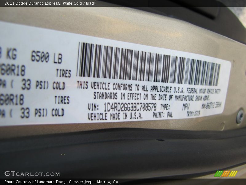 White Gold / Black 2011 Dodge Durango Express