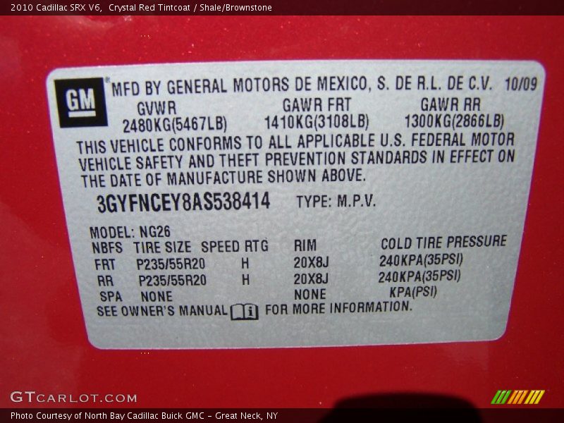 Crystal Red Tintcoat / Shale/Brownstone 2010 Cadillac SRX V6