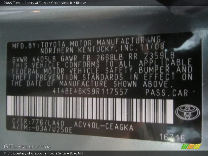 Aloe Green Metallic / Bisque 2009 Toyota Camry XLE