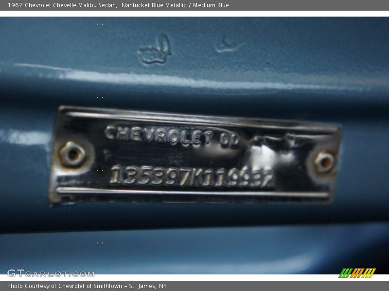 Nantucket Blue Metallic / Medium Blue 1967 Chevrolet Chevelle Malibu Sedan