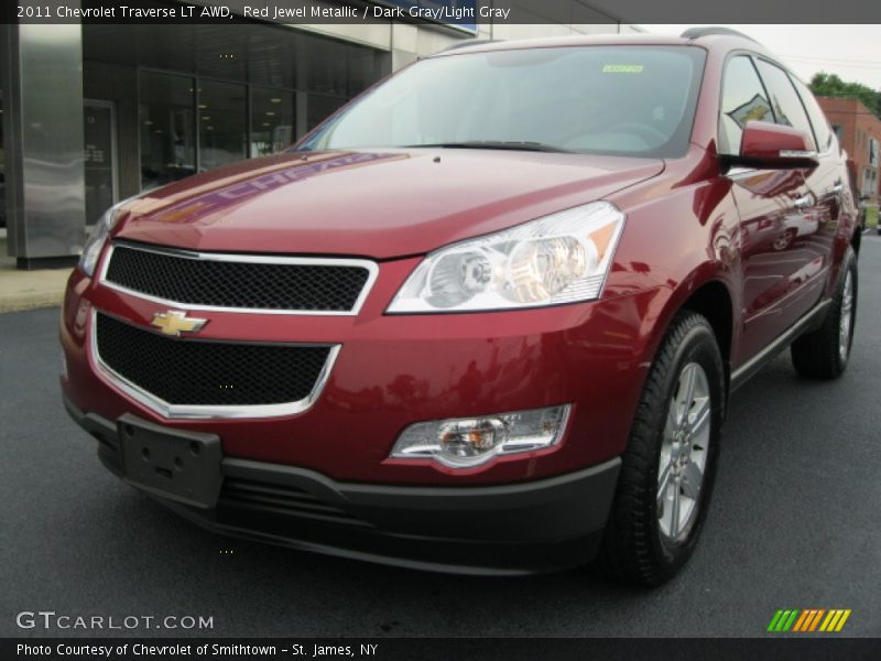 Red Jewel Metallic / Dark Gray/Light Gray 2011 Chevrolet Traverse LT AWD