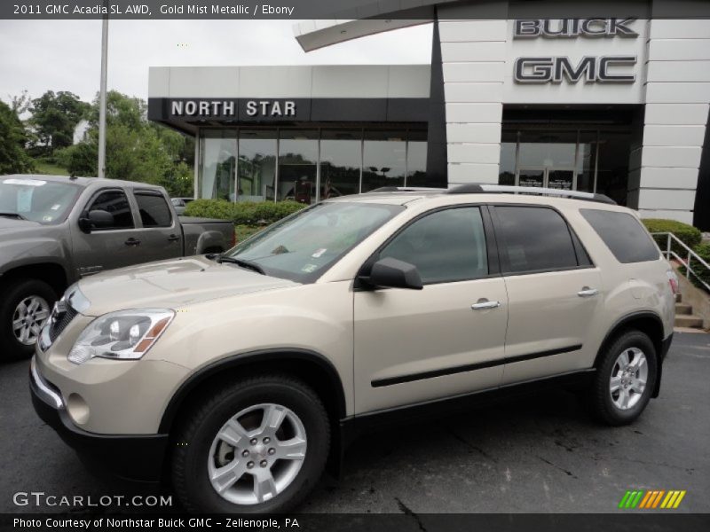 Gold Mist Metallic / Ebony 2011 GMC Acadia SL AWD