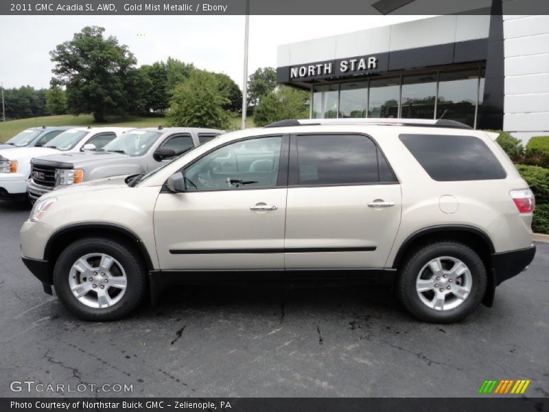 Gold Mist Metallic / Ebony 2011 GMC Acadia SL AWD