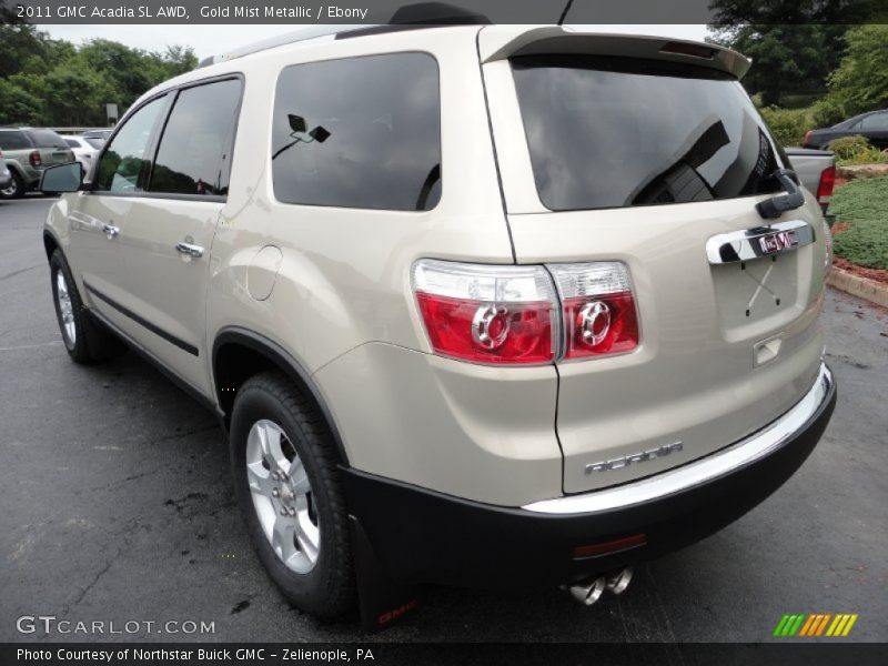Gold Mist Metallic / Ebony 2011 GMC Acadia SL AWD
