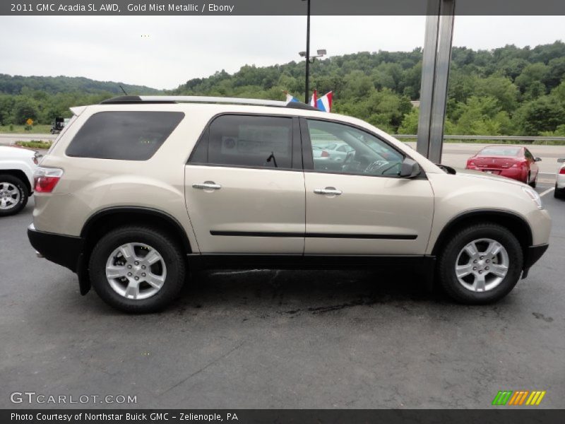 Gold Mist Metallic / Ebony 2011 GMC Acadia SL AWD