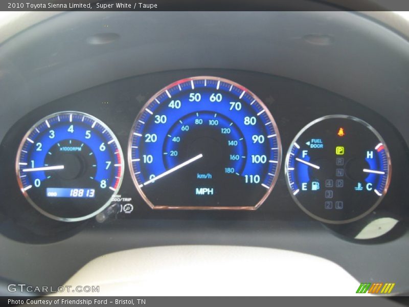  2010 Sienna Limited Limited Gauges