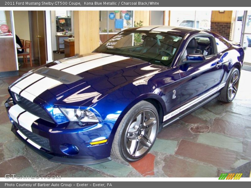 Kona Blue Metallic / Charcoal Black/White 2011 Ford Mustang Shelby GT500 Coupe