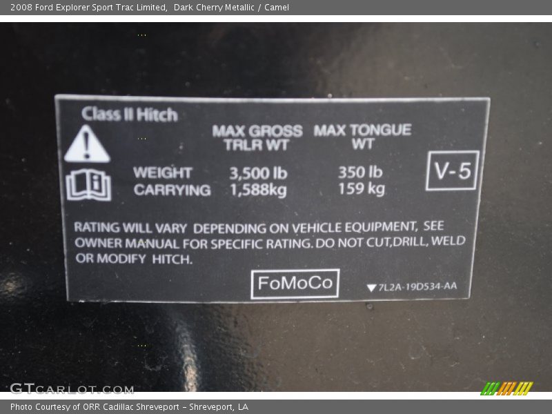 Dark Cherry Metallic / Camel 2008 Ford Explorer Sport Trac Limited