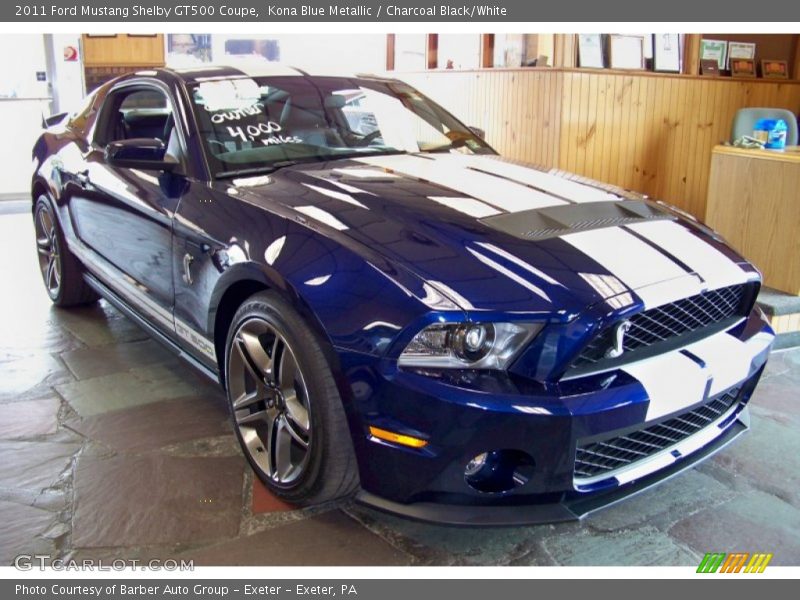 Kona Blue Metallic / Charcoal Black/White 2011 Ford Mustang Shelby GT500 Coupe