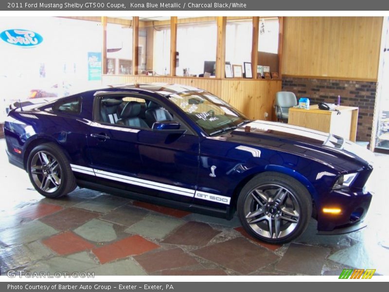 Kona Blue Metallic / Charcoal Black/White 2011 Ford Mustang Shelby GT500 Coupe