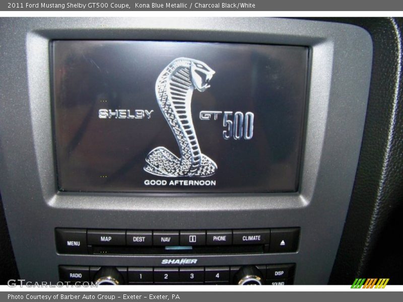 Kona Blue Metallic / Charcoal Black/White 2011 Ford Mustang Shelby GT500 Coupe